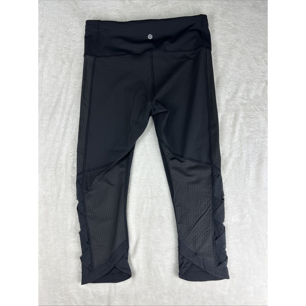 Lululemon Wunder Under Crop Align Leggings - Black Mesh Size 8